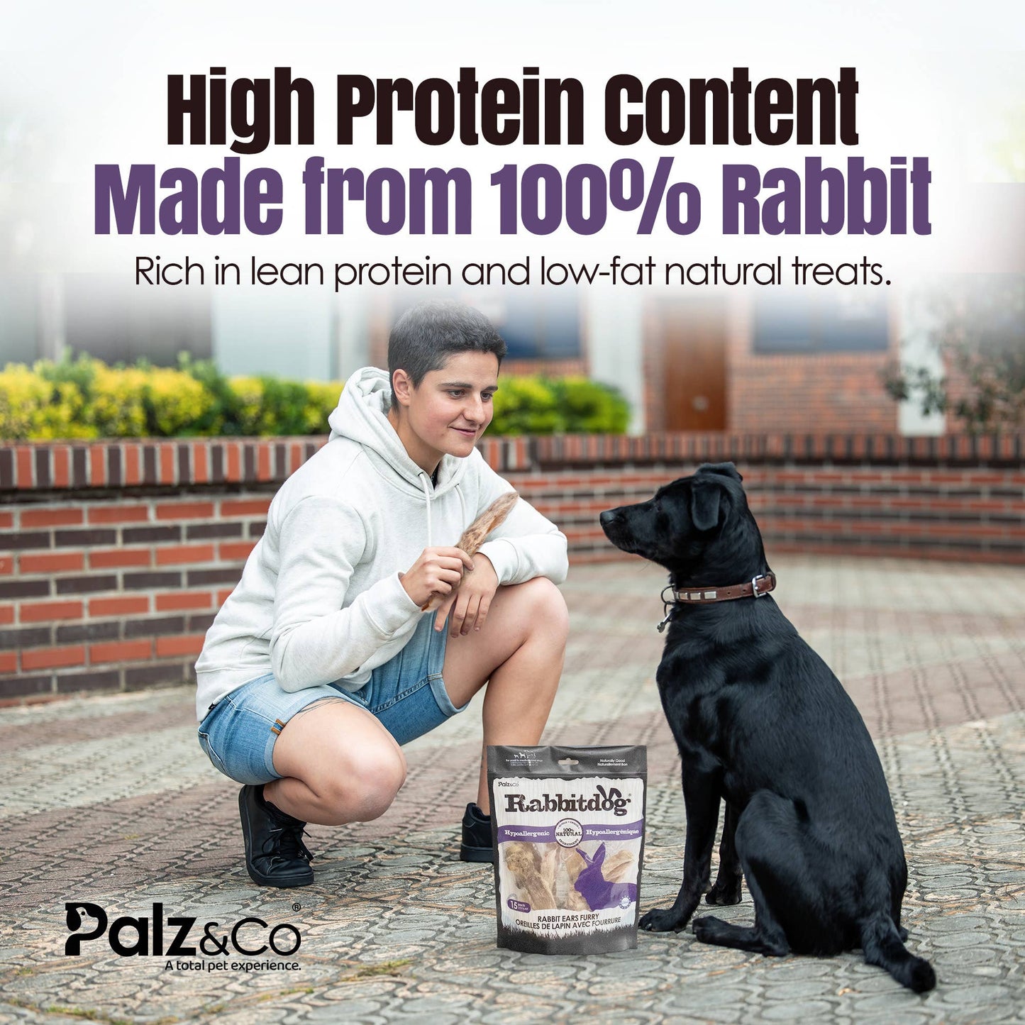 Rabbitdog Rabbit Ear Dog Chew Treats, 15 Pack