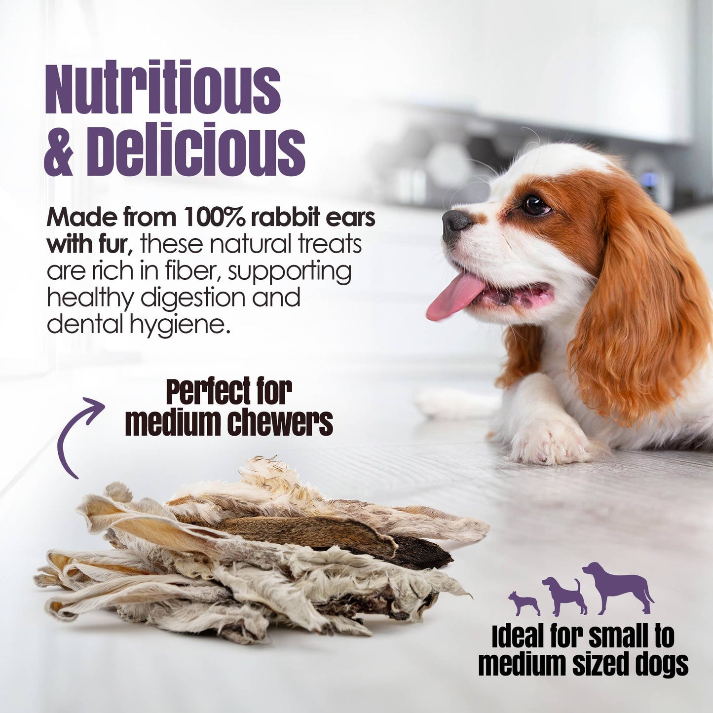 Rabbitdog Rabbit Ear Dog Chew Treats, 15 Pack