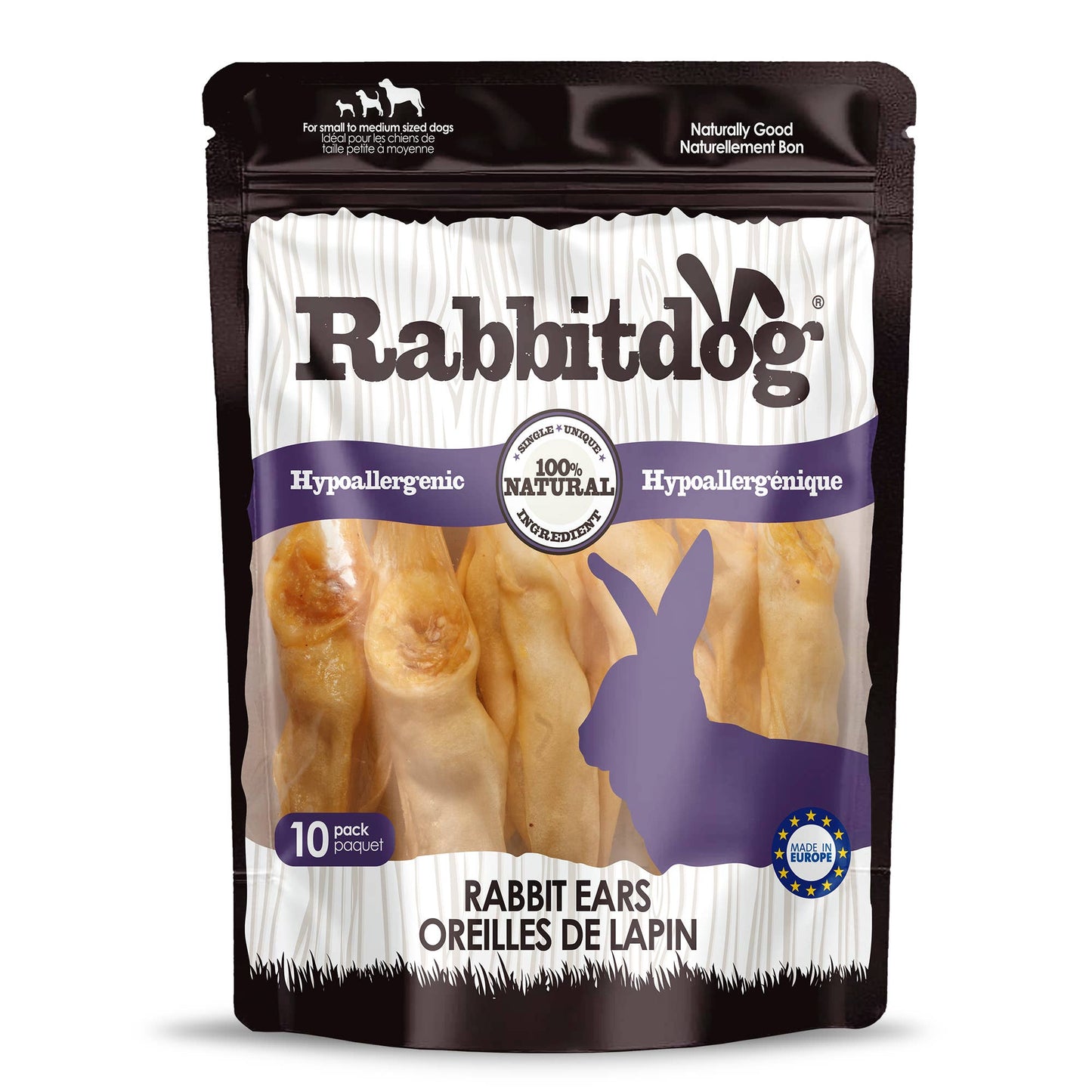 Rabbitdog Rabbit Ear Dog Chew Treats, 15 Pack