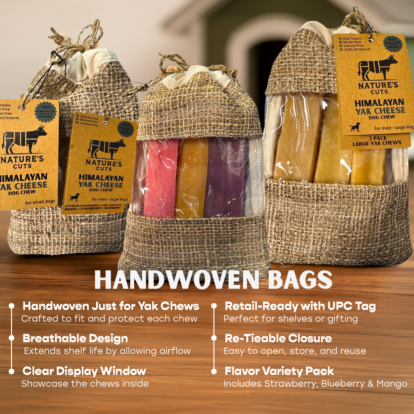 Small Yak Cheese (4 Pack) in Hand Woven Bag (Case Price: $13.3/Bag)