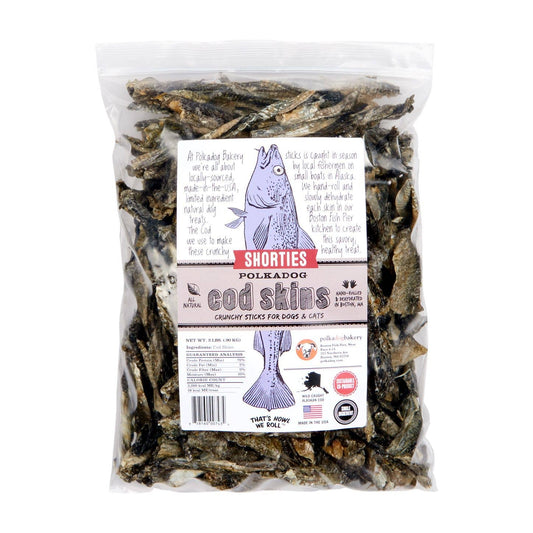 Polkadog Cod Skins Shorties Crunchy Dog and Cat Treats Bulk